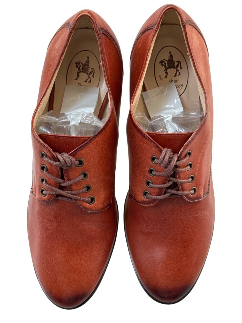 SHOE EMBASSY Women's Brown Leather Lace-Up Heeled Oxford Shoes Size 7.5 / 38 - Picture 6 of 12